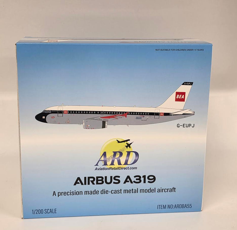 ARDBA55  | ARD Models 1:200 | Airbus A319 BEA livery celebrating 100 years of British Airways G-EUPJ (with stand)