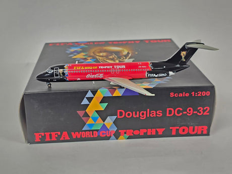 Blue Box 1:200 scale die-cast Douglas DC-9-32 model aircraft in Global Aviation FIFA World Cup livery.