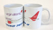 Coffee mug featuring Boeing 787-9 aircraft design with Virgin registration G-VMAP.