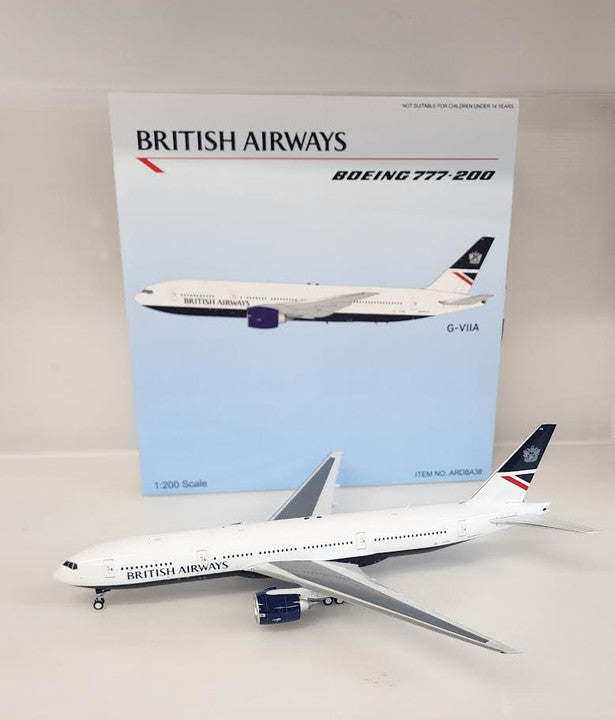 ARDBA38 | ARD Models 1:200 | Boeing 777-200 British Airways G-VIIA, 'Landor', 'Interim Scheme' (with stand)