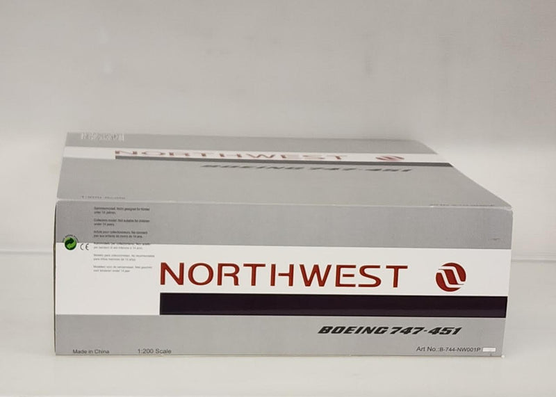 B-744-NW001P | Blue Box 1:200 | Boeing 747-400 Northwest N662US (polished, with stand) ** PRE OWNED**