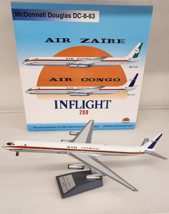 IF863Q80123P | InFlight200 1:200 | Douglas DC-8-63 Air Congo 9Q-CLG with stand