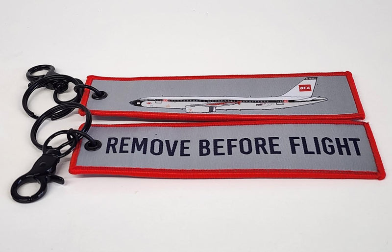 RBFBEAA319 | Gifts Key Rings | Remove Before Flight | Airbus A319, BEA (BA Retro) G-EUPJ
