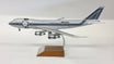Boeing 747-200 die-cast aircraft model in Bulgari Aluminium livery with display stand.