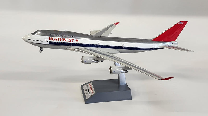 B-744-NW001P | Blue Box 1:200 | Boeing 747-400 Northwest N662US (polished, with stand) ** PRE OWNED**