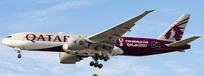 XX40011A | JC Wings 1:400 | Qatar Airways Boeing 777-200(LR) World Cup Livery Flap Down Reg: A7-BBI