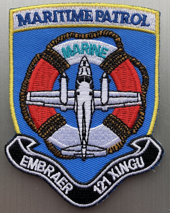 PATCH19 | ARD Souvenirs Patches | 85mm Embroidered Patch - Embraer Marine Maritime Patrol, 121 Xingu.