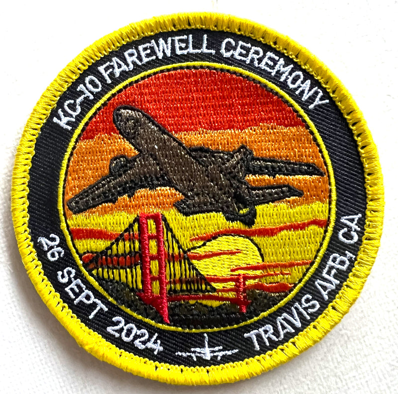 PATCH67 | ARD Souvenirs Patches | 85mm Embroidered Patch - KC-10 Farewell Ceremony, 26 Sept 2024, Travis AFB, CA