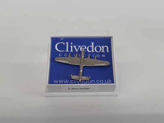 CL018N | Clivedon Collection Pin Badges | AVRO Lancaster nickel plated pin badge