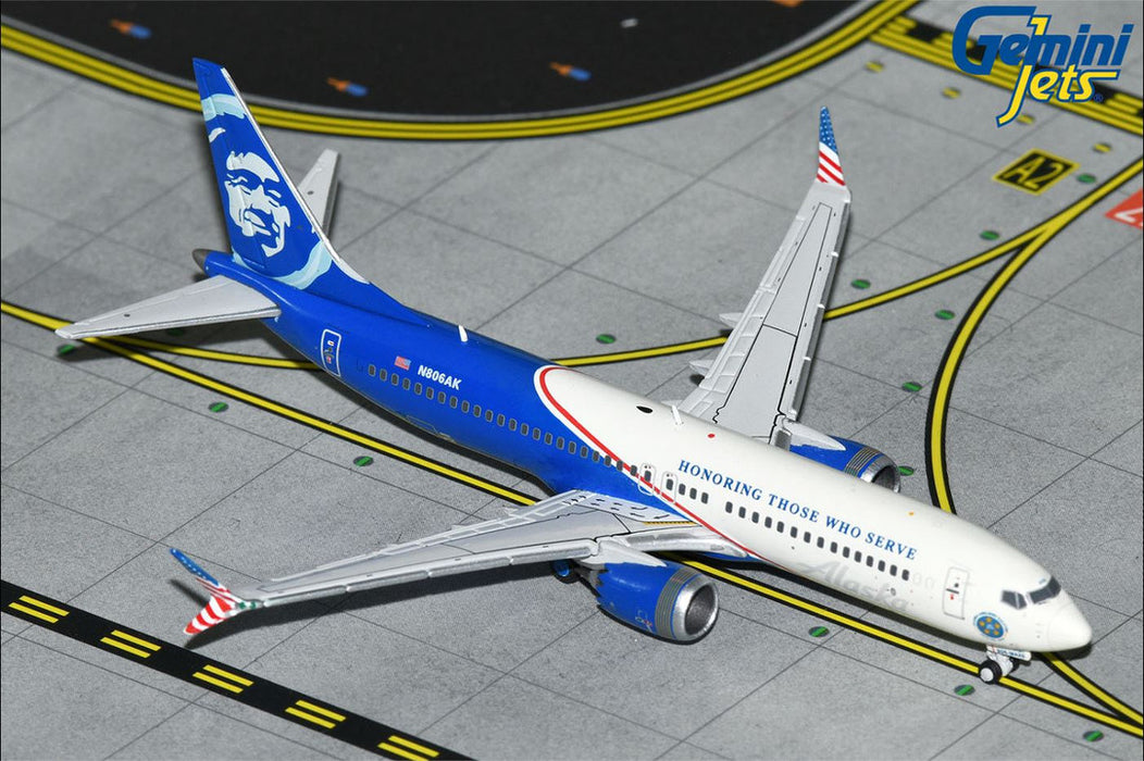 GJASA2258 | Gemini Jets 1:400 1:400 | Boeing 737-MAX8 Alaska Airlines N806AK 'Honouring those who serve'