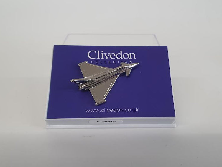 CL011LN | Clivedon Collection Pin Badges | Eurofighter Typhoon nickel plated large pin badge