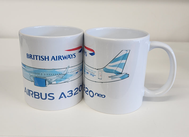 BAMUGBETTERWORLD | Gifts Mugs | Coffee Mug - Airbus A320neo British Airways Better World G-TTNA