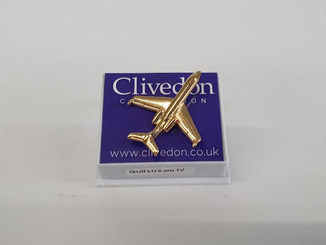 CL118 | Clivedon Collection Pin Badges | Grumman Gulfstream IV 22ct Gold plated pin badge