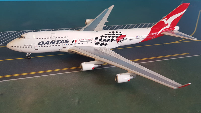 GJQFA1058 | Gemini Jets 1:400 1:400 | Boeing 747-400 Qantas Airways 'Grand Prix 2011' VH-OEB