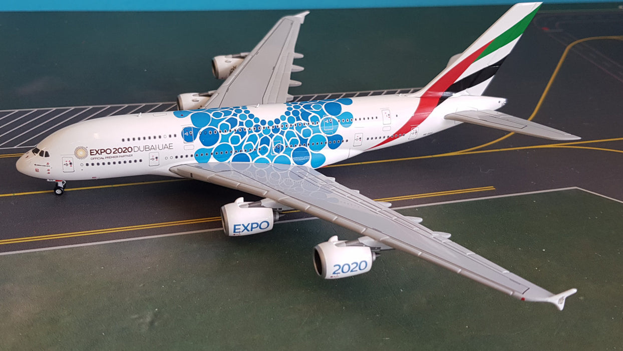 GJUAE1833 | Gemini Jets 1:400 1:400 | Airbus A380 Emirates A6-EOC 'Expo 2020 blue'