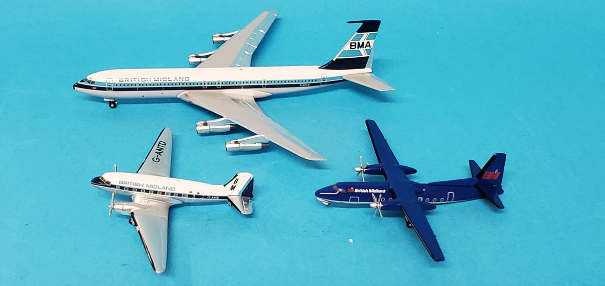 ACBMASET1 | Aero Classics 1:400 | DC-3, F27 and B707 BMA British Midland Set