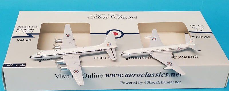 ACWHT | Aero Classics 1:400 | Bristol Britannia & De Havilland Comet Set Royal Air Force Transport Command 'White Scheme': 'Capella' XM519 and XR399 **PRE-OWNED**