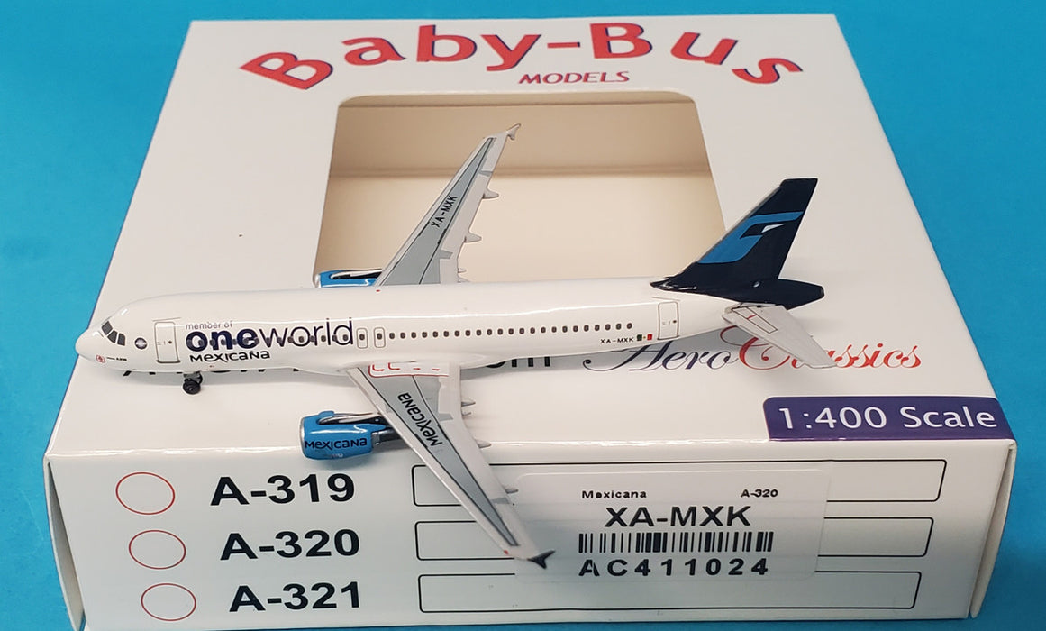 AC411024 | Aero Classics 1:400 | Airbus A320 Mexicana One World XA-MXK