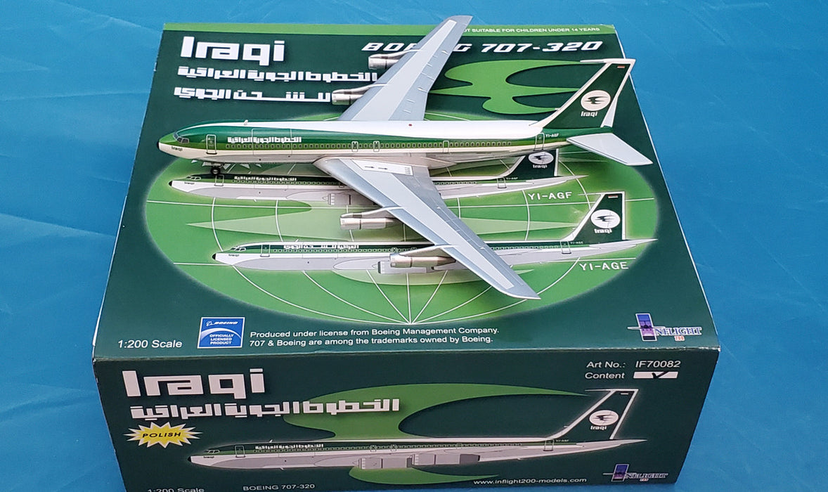 IF70082P | InFlight200 1:200 | Boeing 707-300 Iraqi Airways YI-AGF (Polished) **PRE OWNED**