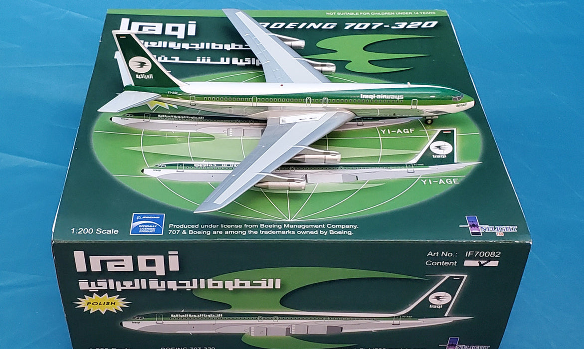 IF70082P | InFlight200 1:200 | Boeing 707-300 Iraqi Airways YI-AGF (Polished) **PRE OWNED**