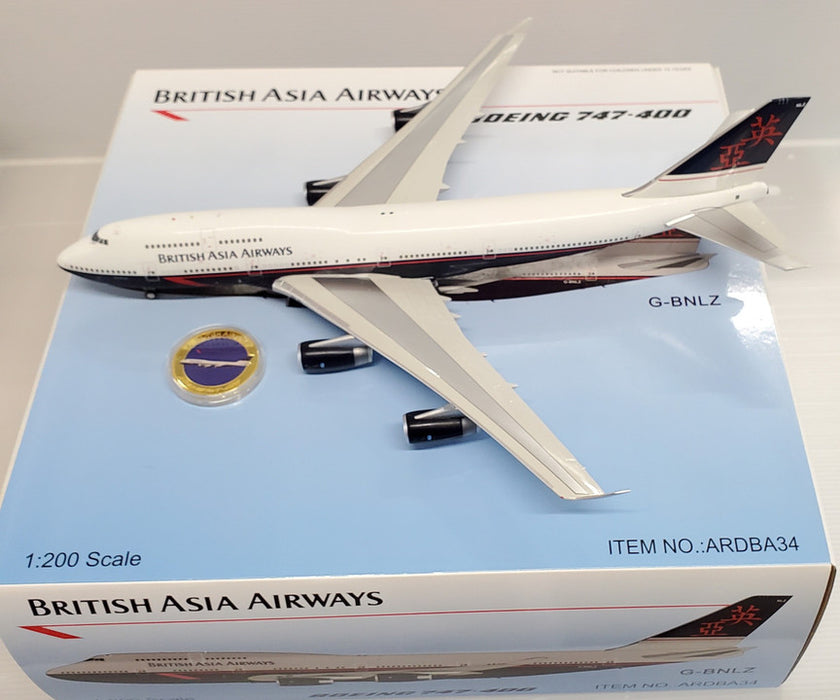 ARDBA34 | ARD Models 1:200 | Boeing 747-400 British Asia Airways G-BNLZ (with stand)