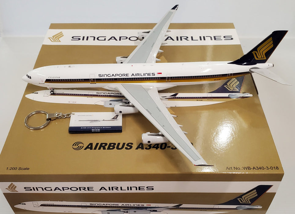 WB-A340-3-018 | WB Models 1:200 | Airbus A340-313 Singapore Airlines 9V-SJO (with stand)