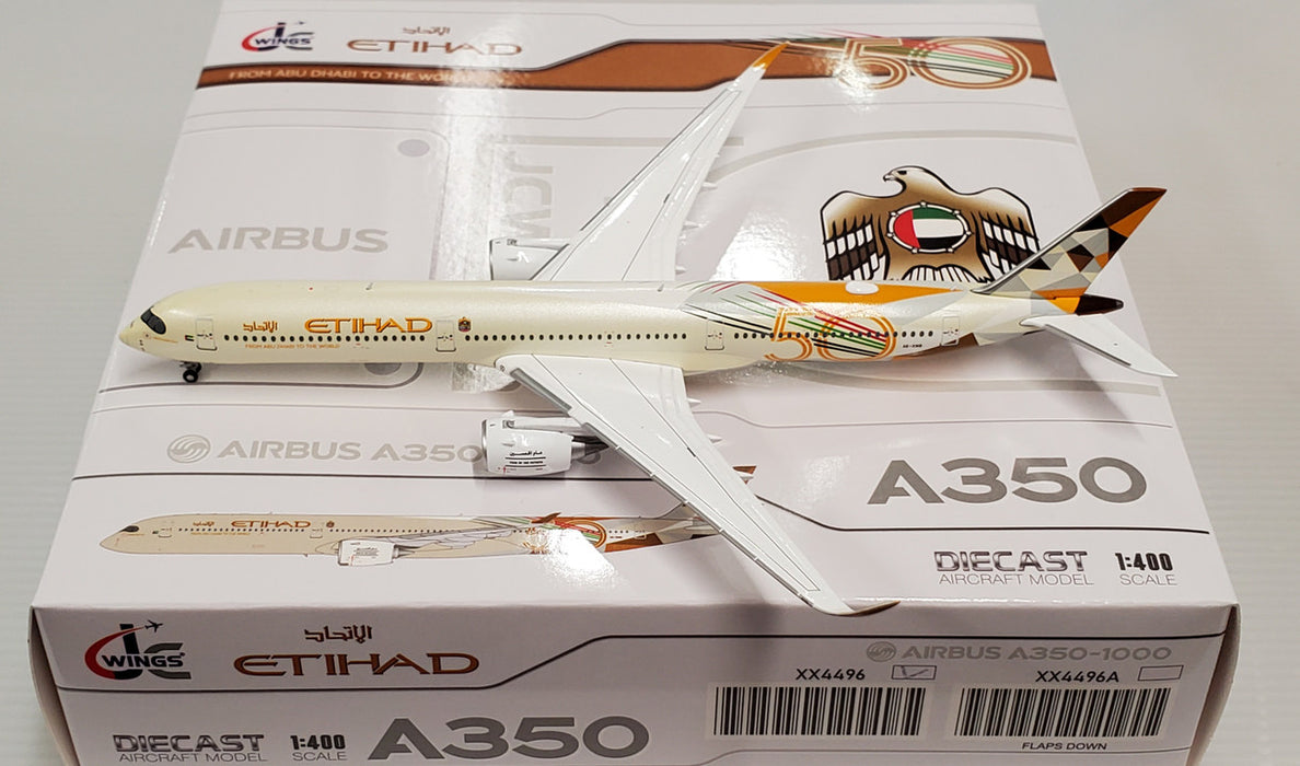 XX4496 | JC Wings 1:400 | Etihad Airways Airbus A350-1000XWB Year of the 50th Livery With Antenna