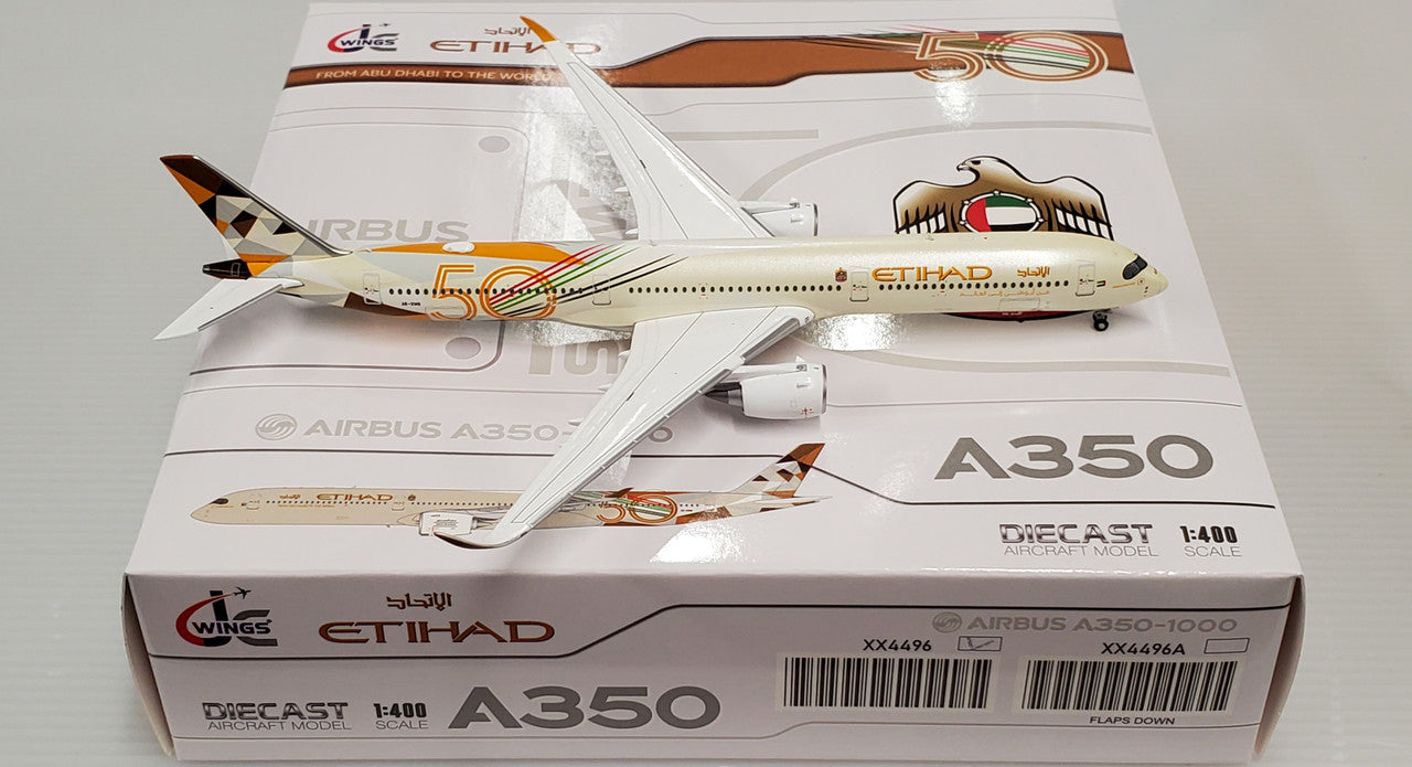 XX4496 | JC Wings 1:400 | Etihad Airways Airbus A350-1000XWB Year of the 50th Livery With Antenna