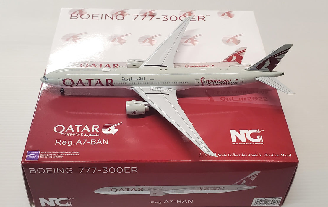 NG73026 | NG Models 1:400 | Boeing 777-300ER Qatar Airways A7-BAN (World Cup Qatar 2022