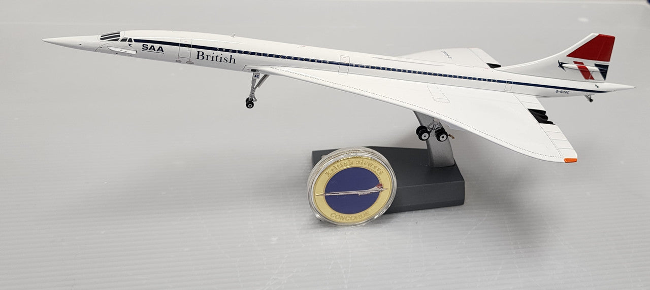 ARDBA25 | ARD Models 1:200 | Concorde British Airways G-BOAC, 'SAA' (with stand and collector coin)