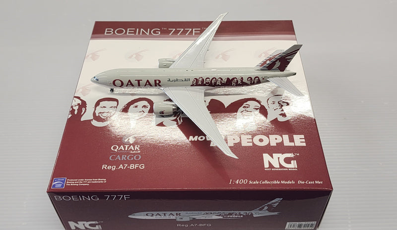 NG72025 | NG Models 1:400 | Boeing 777F Qatar Cargo A7-BFG, 'Moved by People' *Coming Soon*