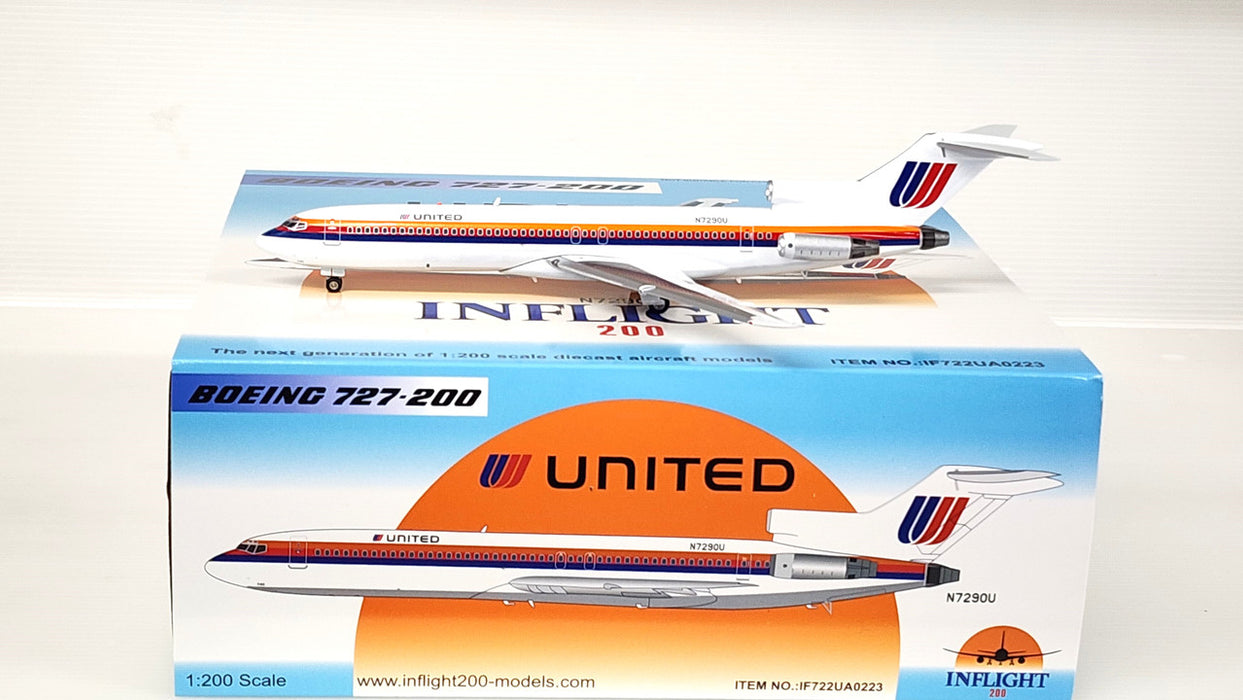 IF722UA0223 | InFlight200 1:200 | Boeing 727-222/Adv United Airlines N7290U with stand