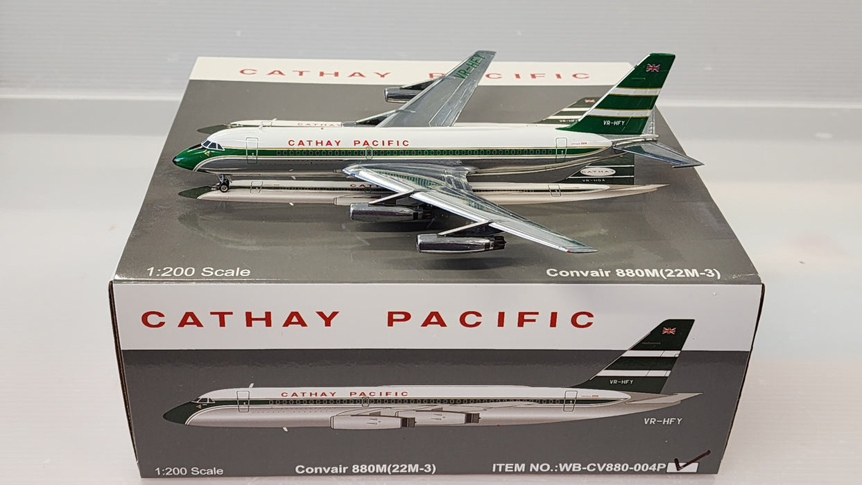 JF-CV880-004P | Blue Box 1:200 | Convair CV-880 Cathay Pacific VR-HFY (with stand)