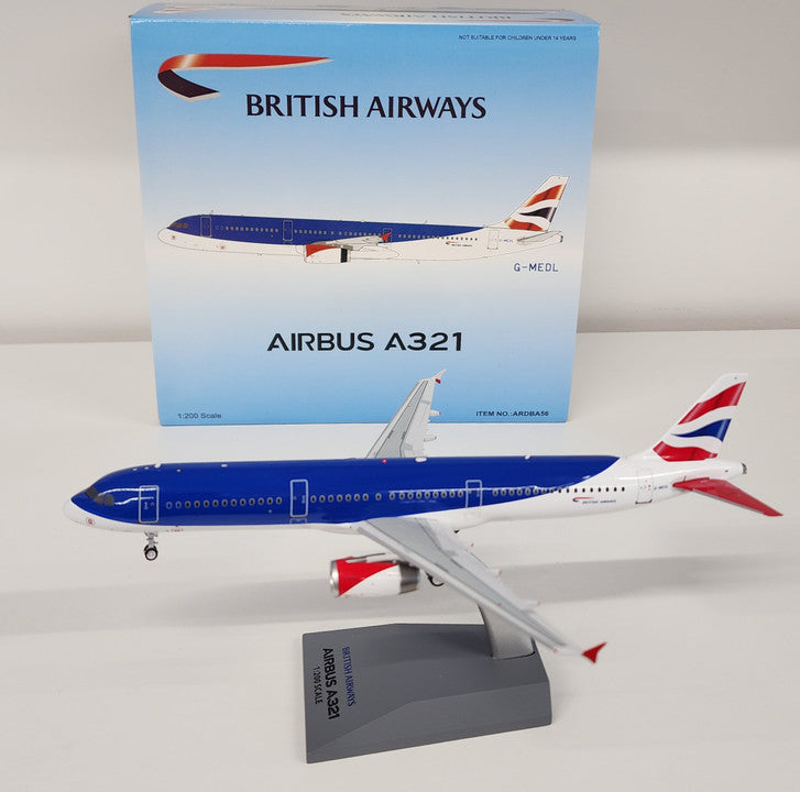 ARDBA56 | ARD Models 1:200 | Airbus A321-231, British Airways/BMI Hybrid G-MEDL (with stand)