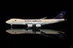 Detailed die-cast model of a Saudi Arabian Airlines Cargo B747-8F aircraft with flaps extended.
