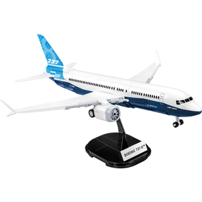 Boeing 737-8 building block set with 340 pieces displayed at full scale.