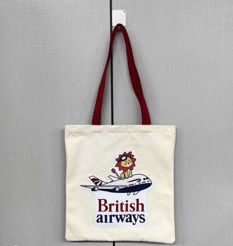 Tote1 | Gifts | Sustainable tote bag British Airways 34x28.5cm (beige-red)