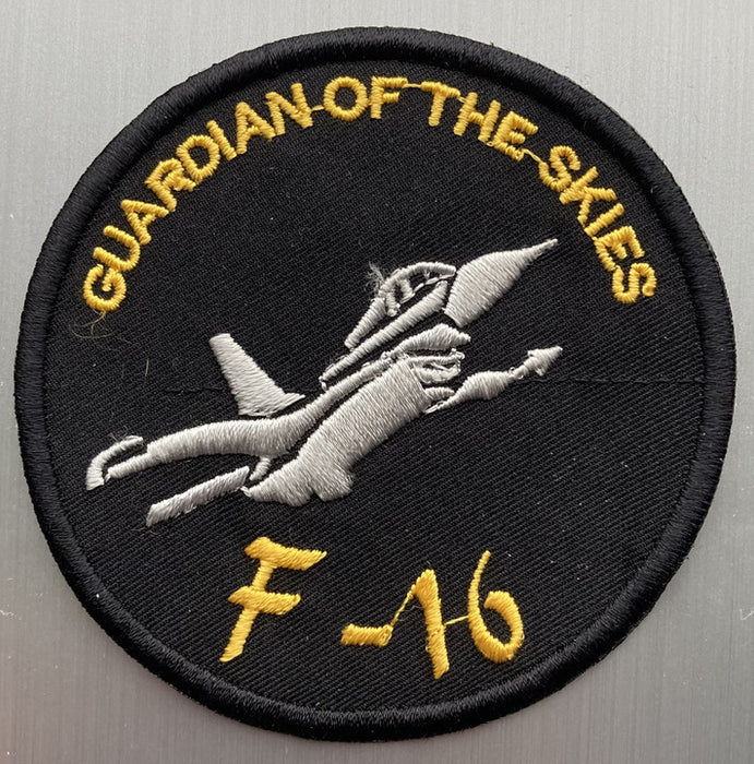 PATCH35 | ARD Souvenirs Patches | 85mm Embroidered Patch - F-16, Guardians of the Skies (Yellow)