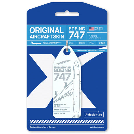 AVTAGVQBWM | Aircraft Skin Tags | Original Aircraft Skin - Boeing 747-400, JetOneX VQ-BWM