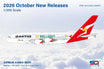 Die-cast 1:200 scale SQ Wings model of a Qantas Airbus A380 in Go Wallabies livery.