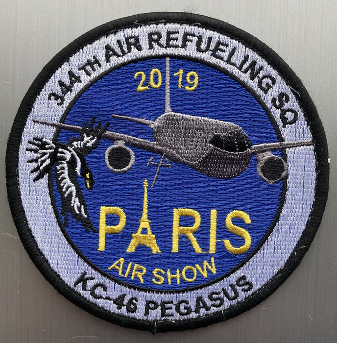 PATCH47 | ARD Souvenirs Patches | 100mm Embroidered Patch - 344th Air Refueling Sqn, KC-46 Pegasus, Paris Air show 2019.