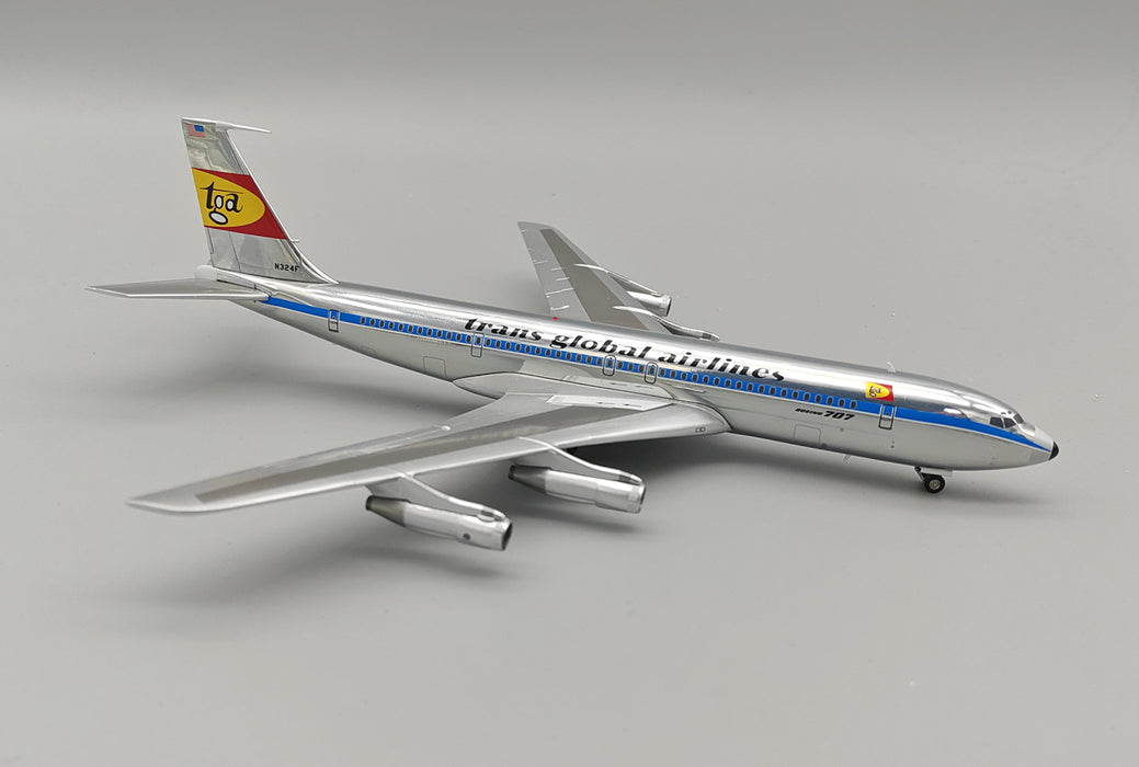B-707-AIRPORT-55-P | Blue Box 1:200 | Boeing 707-300, Trans Global Airlines N324F | was due February 2025