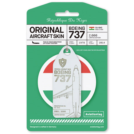 AVTAG5UBAG | Aircraft Skin Tags | Original Aircraft Skin - Boeing 737-200, Niger Government 5U-BAG