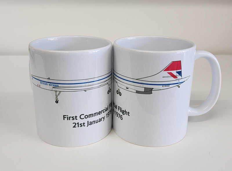 BAMUGCONNEG | Gifts Mugs | Coffee mug - Concorde, British Airways G-BOAA 'First Commercial Flight'