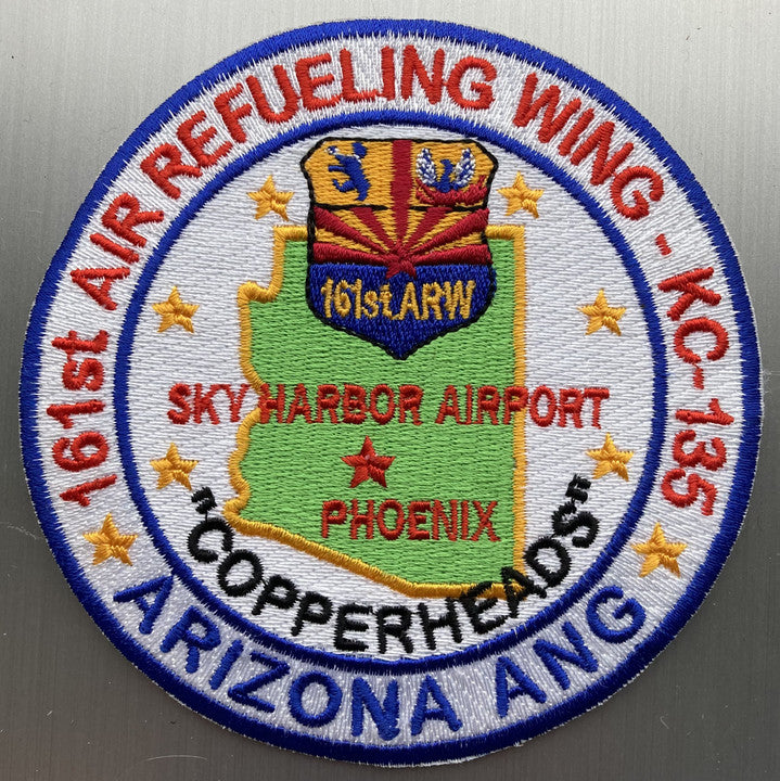 PATCH51 | ARD Souvenirs Patches | 110mm Embroidered Patch - 161st Air Refueling Wing 'Copperheads', KC-135, Arizona ANG, Sky Harbor Airport.