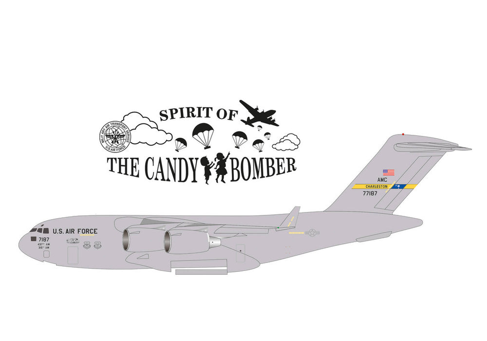 537964 | Herpa Military 1:500 | Boeing C-17A Globemaster III U.S. Air Force - 437th Airlift Wing, Charleston Air Base Spirit of the Candy Bomber 07-7187 | was due December 2024