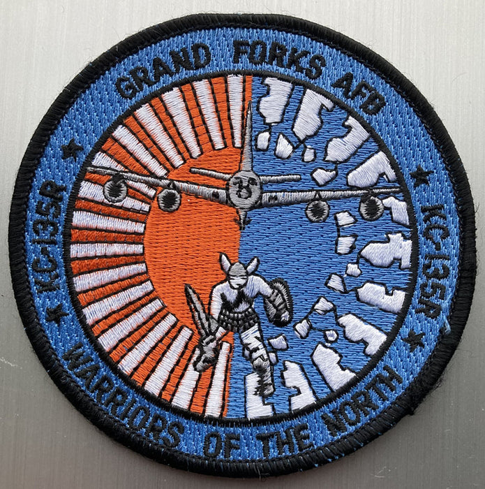 PATCH5 | ARD Souvenirs Patches | 100mm Embroidered Patch - KC-135R, Grand Forks AFB, 'Warriors of the North'.