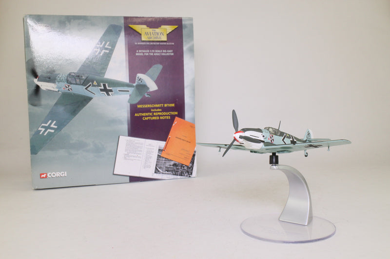 49205 | Corgi 1:72 | Messerschmitt Bf-109E with Authentic Reproduction Capture Notes **PRE-OWNED**