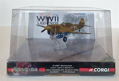AA35201 | Corgi 1:72 | P-40F Warhawk, Capt. John L Bradley, 59th FS/33rd FG, Tunisia 1943 **PRE OWNED**