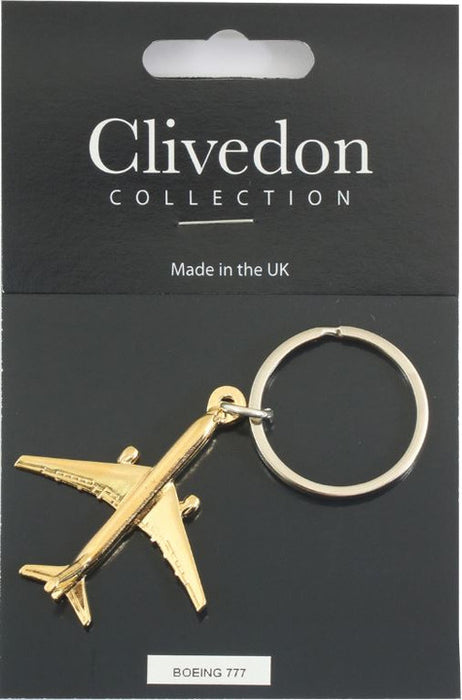 CL042 | Clivedon Collection Key Rings | BOEING 777 22ct Gold plated keyring